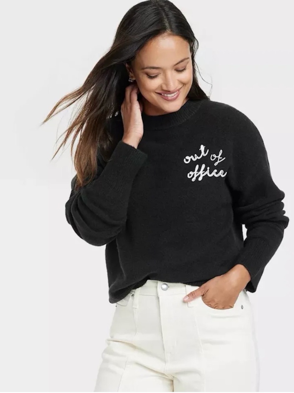 a new day Black "Out of Office" Crewneck Sweater